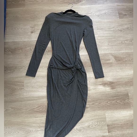 WinWin Womens Dress Size Small Gray High Spilt Bodycon Mock Neck - Picture 5 of 13